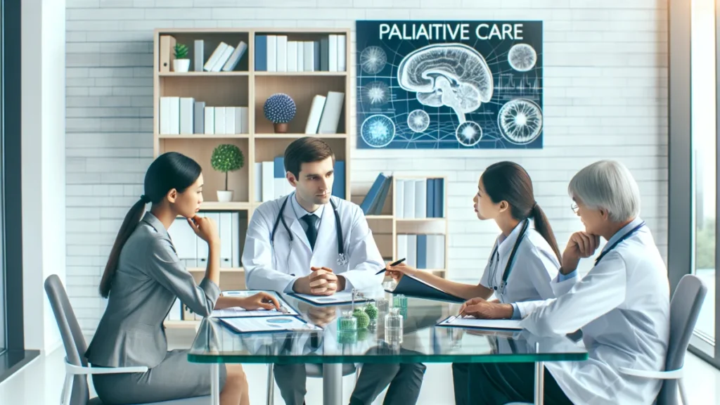 Imagem ilustrativa sobre cuidados paliativos em neurologia, destacando o suporte a pacientes e famílias. - exemplo prático